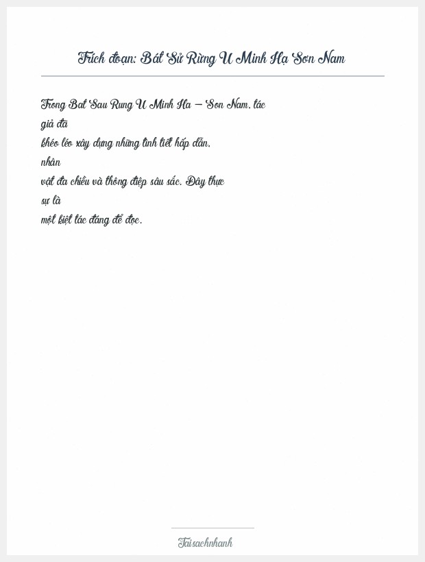 Trích đoạn Bát Sử Rừng U Minh Hạ Sơn Nam