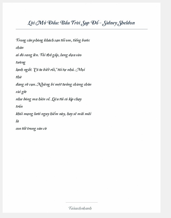 Trích đoạn Bầu Trời Sụp Đổ - Sidney Sheldon