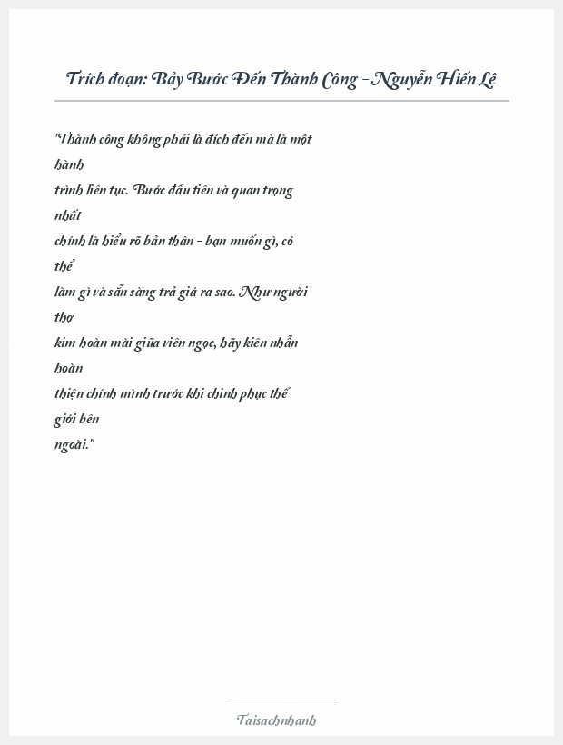 Trích đoạn Bảy Bước Đến Thành Công - Nguyễn Hiến Lê