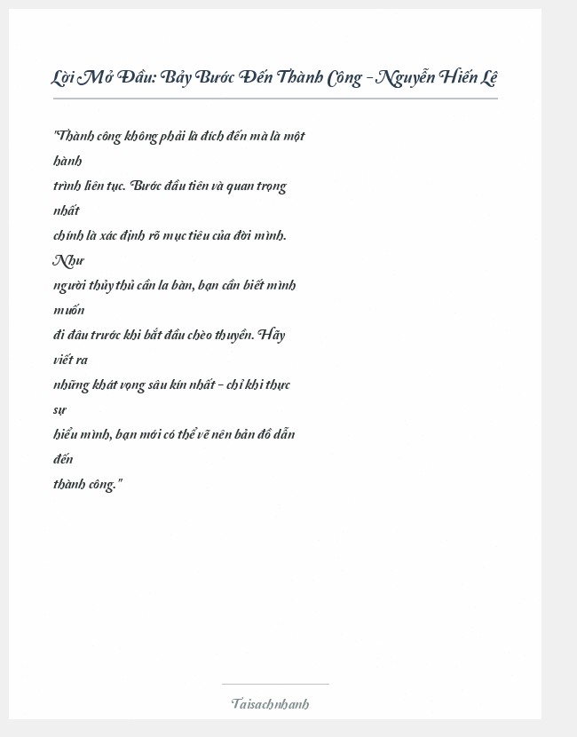 Trích đoạn Bảy Bước Đến Thành Công - Nguyễn Hiến Lê