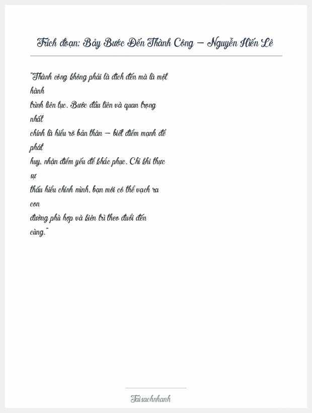 Trích đoạn Bảy Bước Đến Thành Công - Nguyễn Hiến Lê