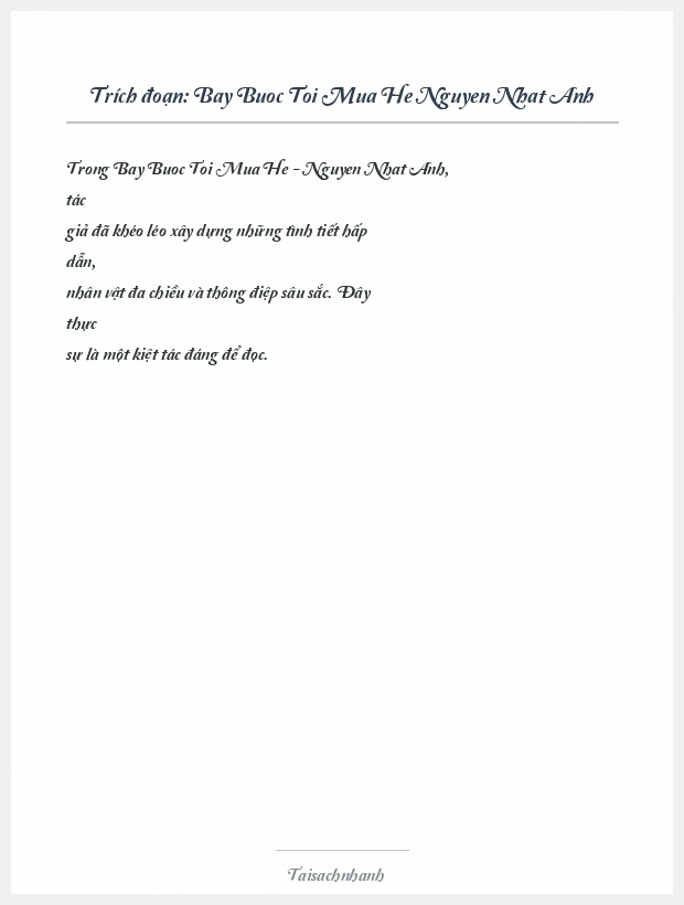 Trích đoạn Bay Buoc Toi Mua He Nguyen Nhat Anh