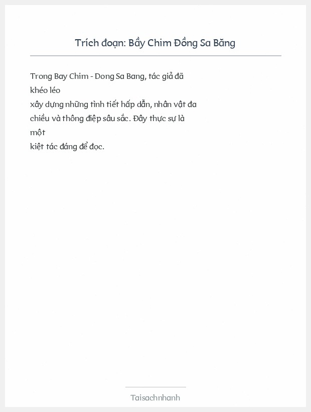 Trích đoạn Bầy Chim Đồng Sa Băng