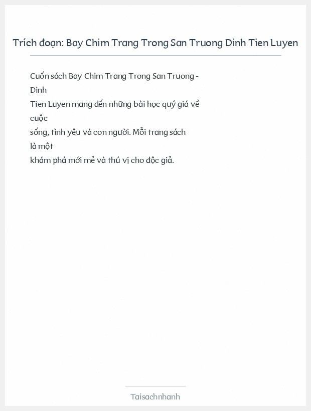 Trích đoạn Bay Chim Trang Trong San Truong Dinh Tien Luyen