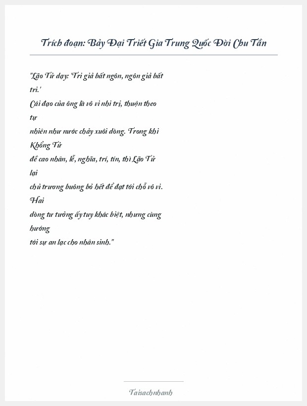 Trích đoạn Bảy Đại Triết Gia Trung Quốc Đời Chu Tần