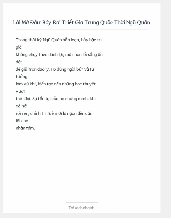 Trích đoạn Bảy Đại Triết Gia Trung Quốc Thời Ngũ Quân