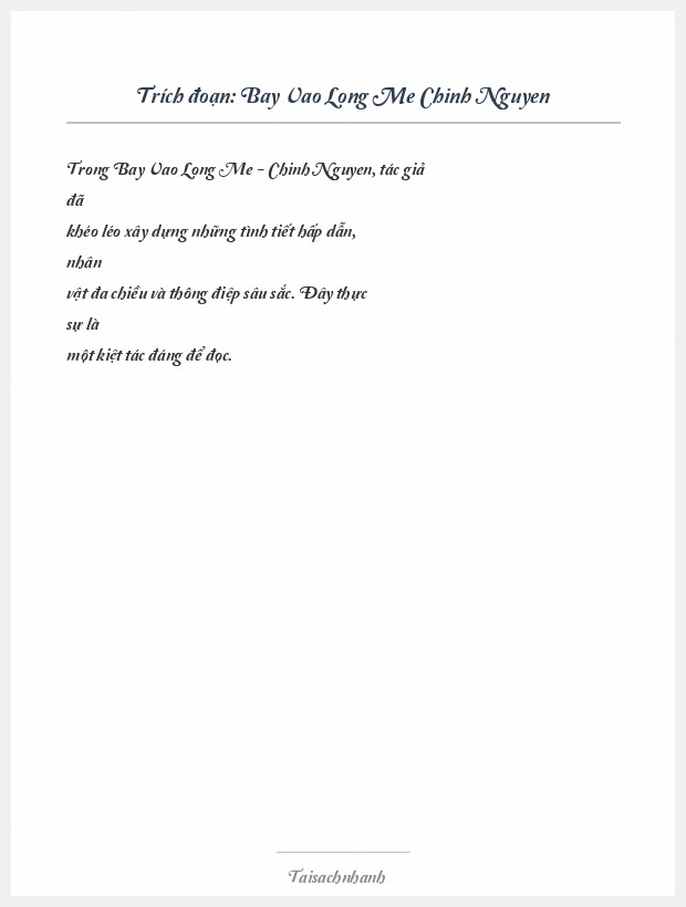 Trích đoạn Bay Vao Long Me Chinh Nguyen