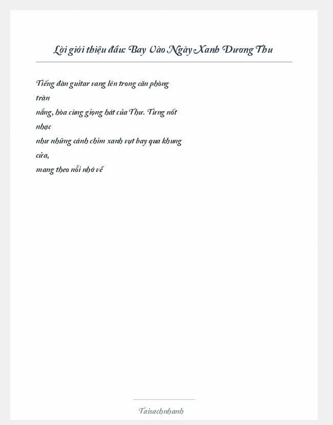 Trích đoạn Bay Vào Ngày Xanh Dương Thu