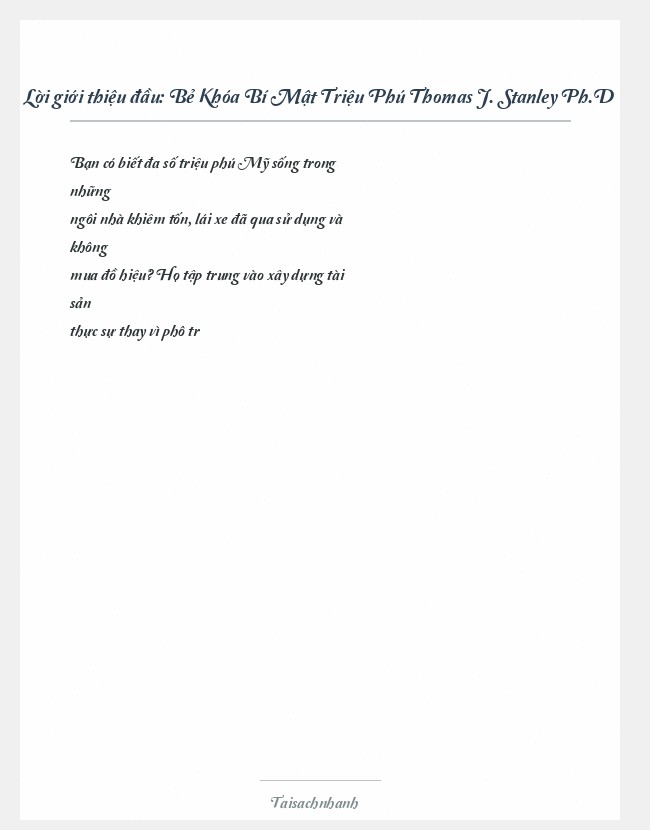 Trích đoạn Bẻ Khóa Bí Mật Triệu Phú Thomas J. Stanley Ph.D