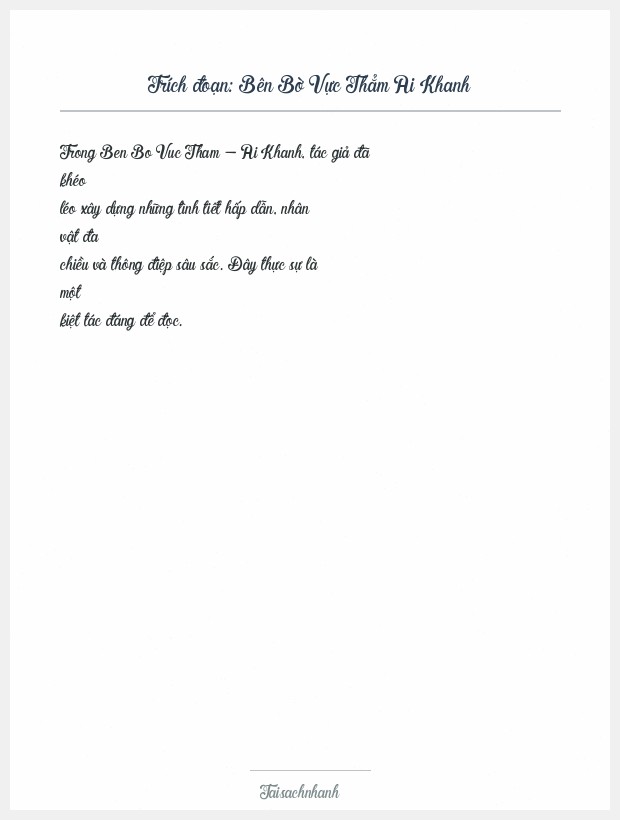 Trích đoạn Bên Bờ Vực Thẳm Ai Khanh