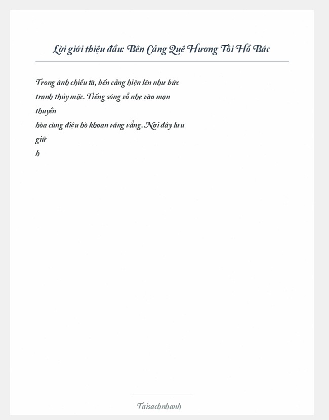 Trích đoạn Bên Cảng Quê Hương Tôi Hồ Bác