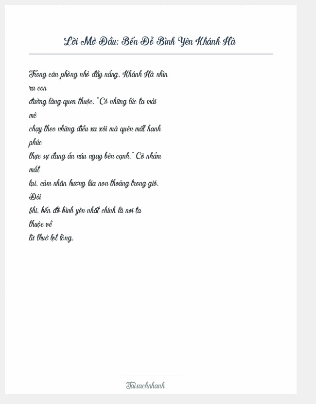 Trích đoạn Bến Đỗ Bình Yên Khánh Hà
