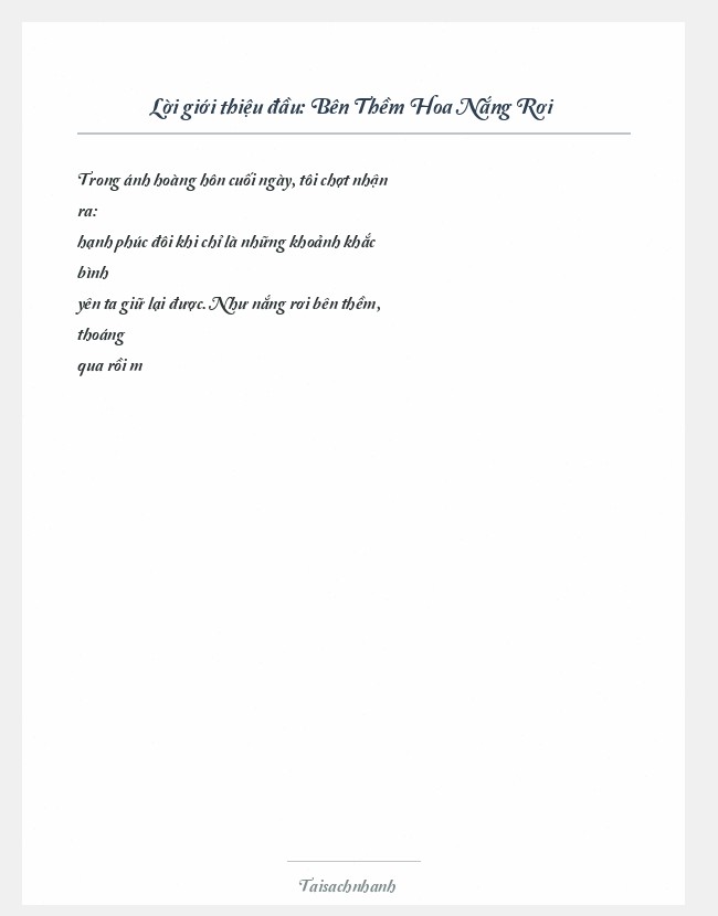 Trích đoạn Bên Thềm Hoa Nắng Rơi