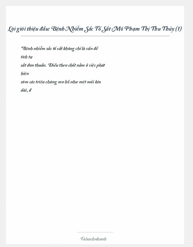 Trích đoạn Bệnh Nhiễm Sắc Tố Sắt Mô Phạm Thị Thu Thủy (1)