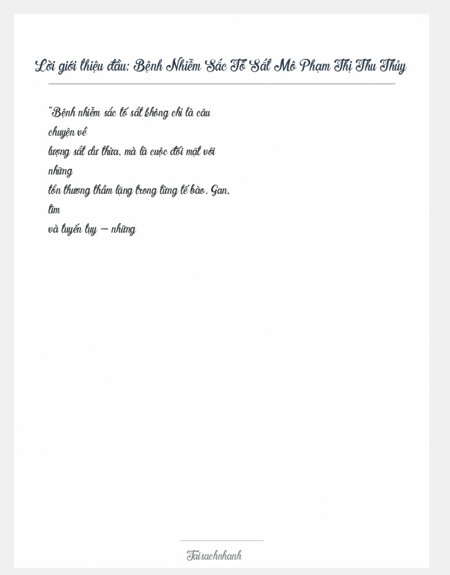 Trích đoạn Bệnh Nhiễm Sắc Tố Sắt Mô Phạm Thị Thu Thủy