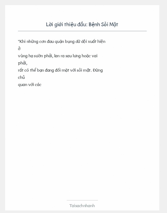 Trích đoạn Bệnh Sỏi Mật