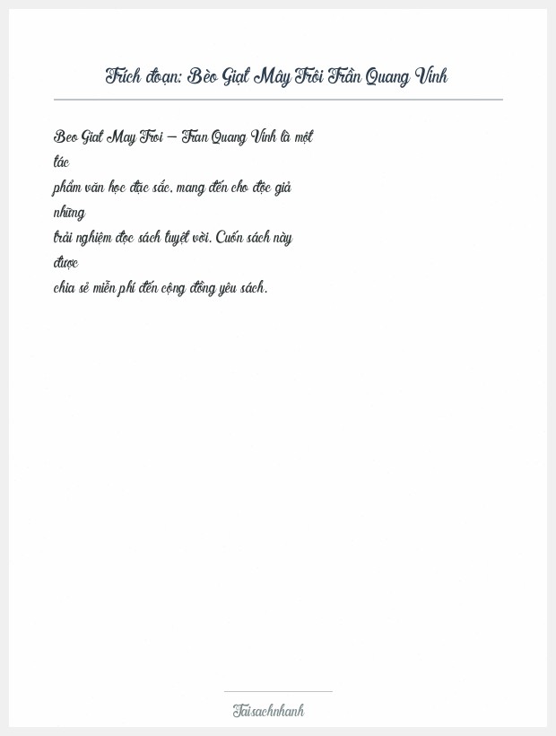 Trích đoạn Bèo Giạt Mây Trôi Trần Quang Vinh