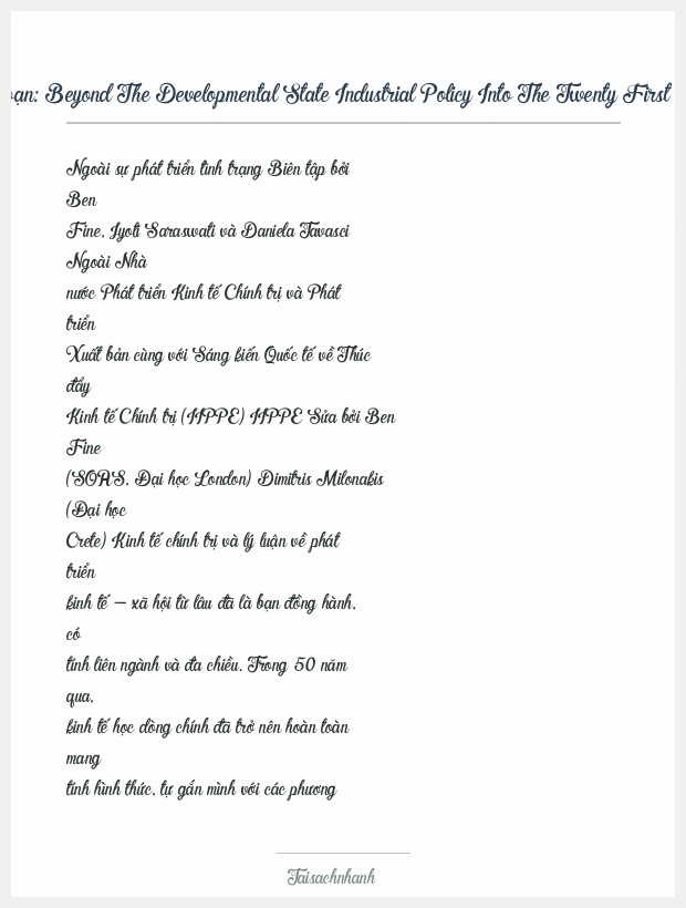 Trích đoạn Beyond The Developmental State Industrial Policy Into The Twenty First Century