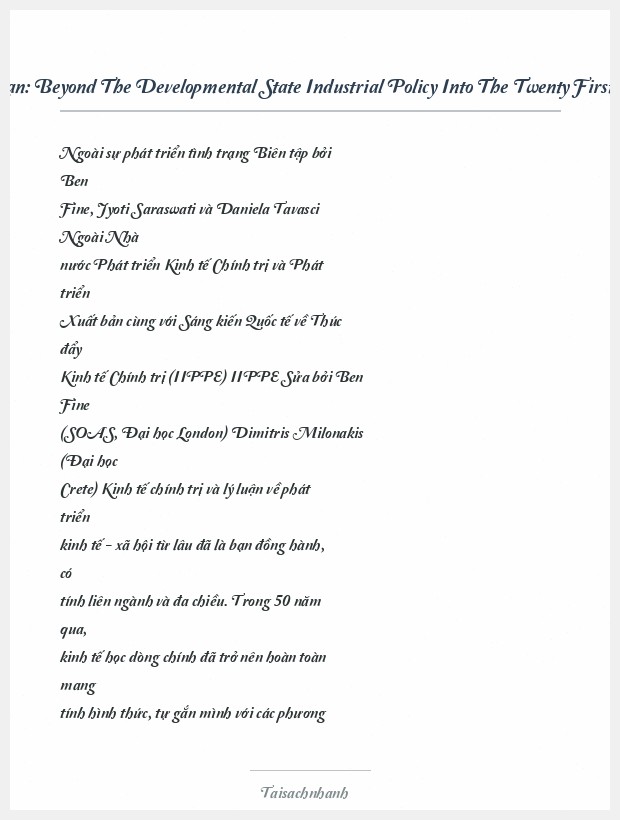 Trích đoạn Beyond The Developmental State Industrial Policy Into The Twenty First Century