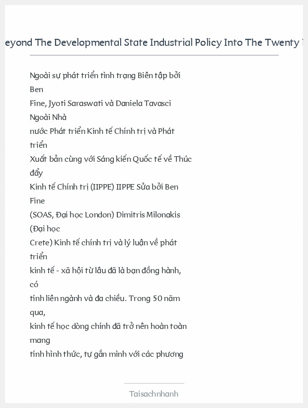 Trích đoạn Beyond The Developmental State Industrial Policy Into The Twenty First Century