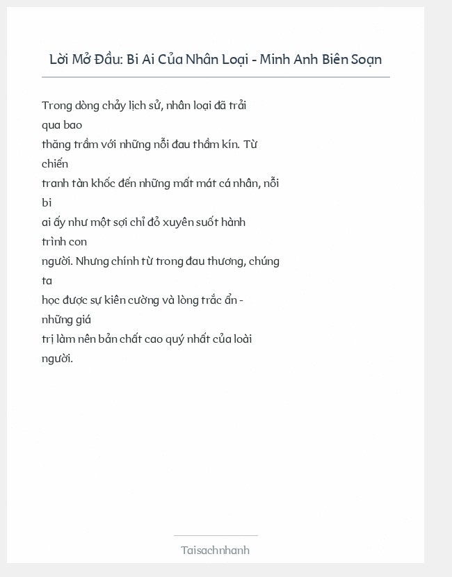 Trích đoạn Bi Ai Của Nhân Loại - Minh Anh Biên Soạn