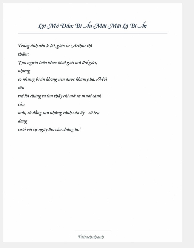 Trích đoạn Bí Ẩn Mãi Mãi Là Bí Ẩn