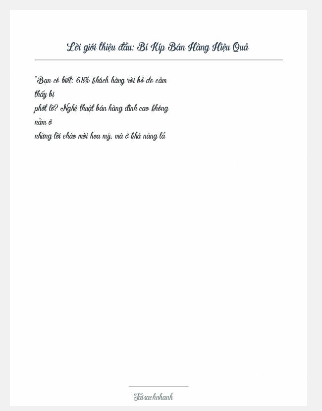 Trích đoạn Bí Kíp Bán Hàng Hiệu Quả