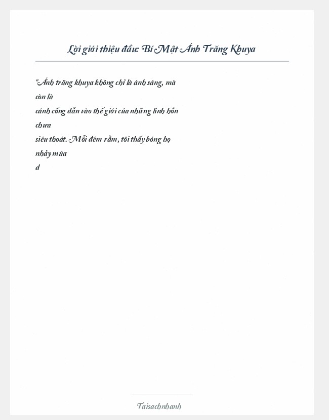 Trích đoạn Bí Mật Ánh Trăng Khuya