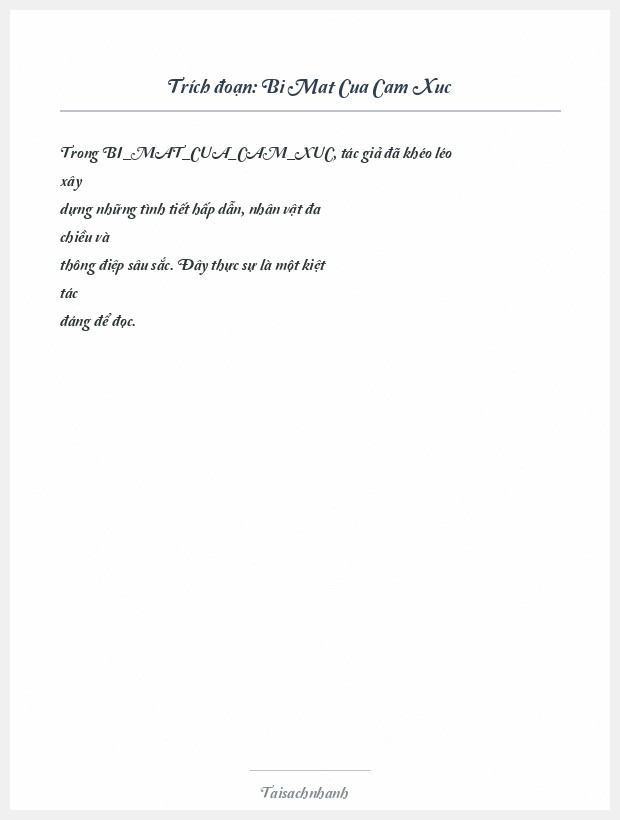 Trích đoạn Bi Mat Cua Cam Xuc
