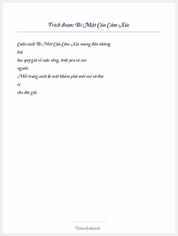 Trích đoạn Bí Mật Của Cảm Xúc