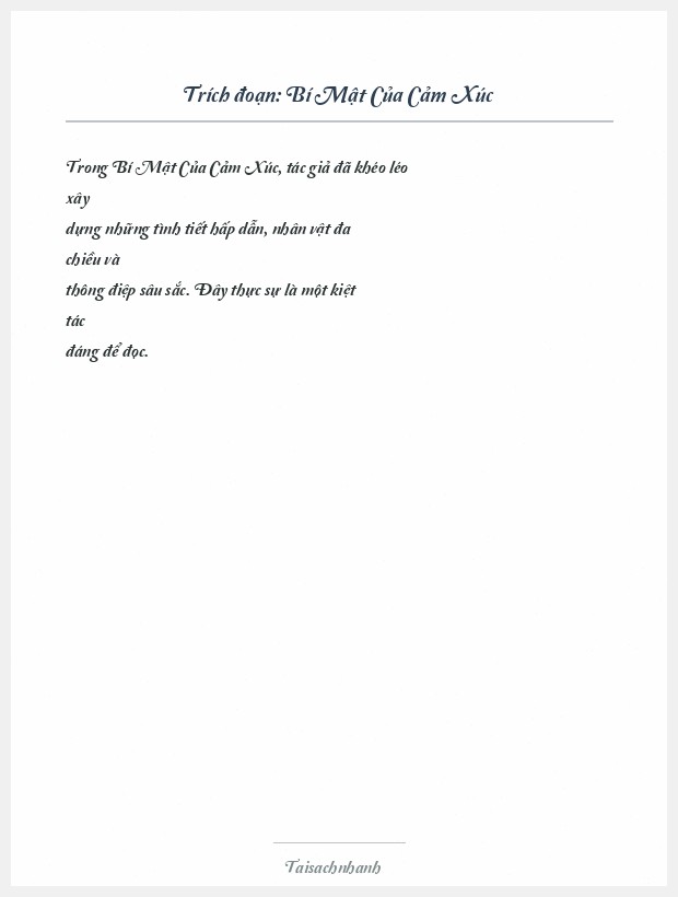 Trích đoạn Bí Mật Của Cảm Xúc