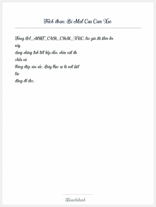 Trích đoạn Bi Mat Cua Cam Xuc