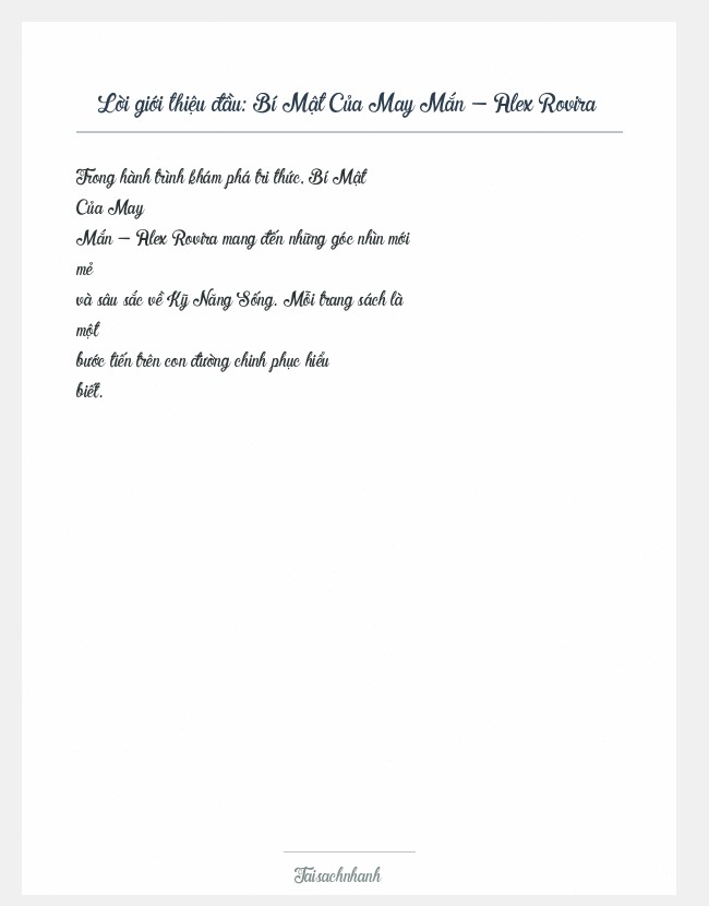 Trích đoạn Bí Mật Của May Mắn - Alex Rovira