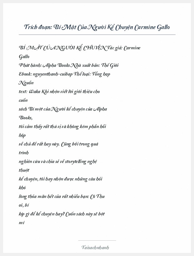 Trích đoạn Bí Mật Của Người Kể Chuyện Carmine Gallo