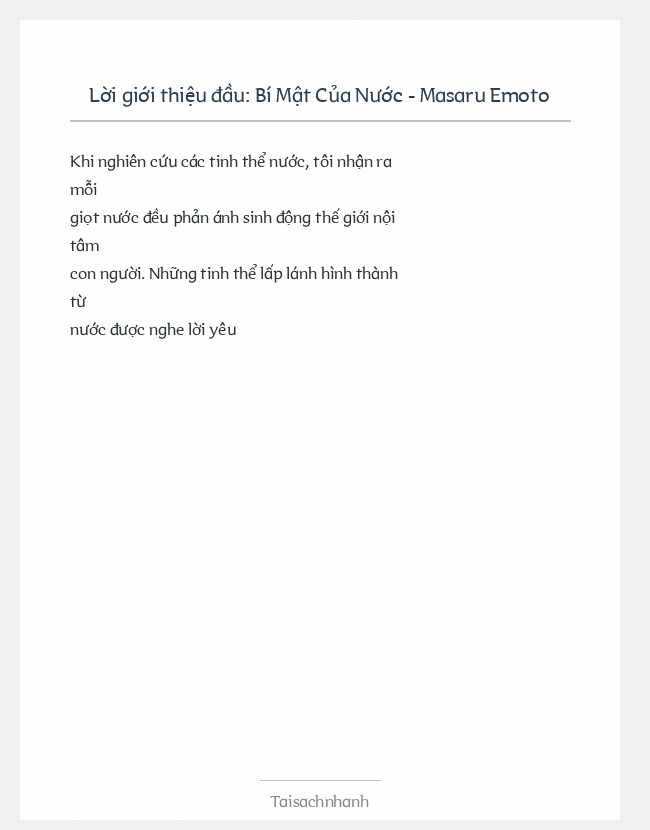 Trích đoạn Bí Mật Của Nước - Masaru Emoto