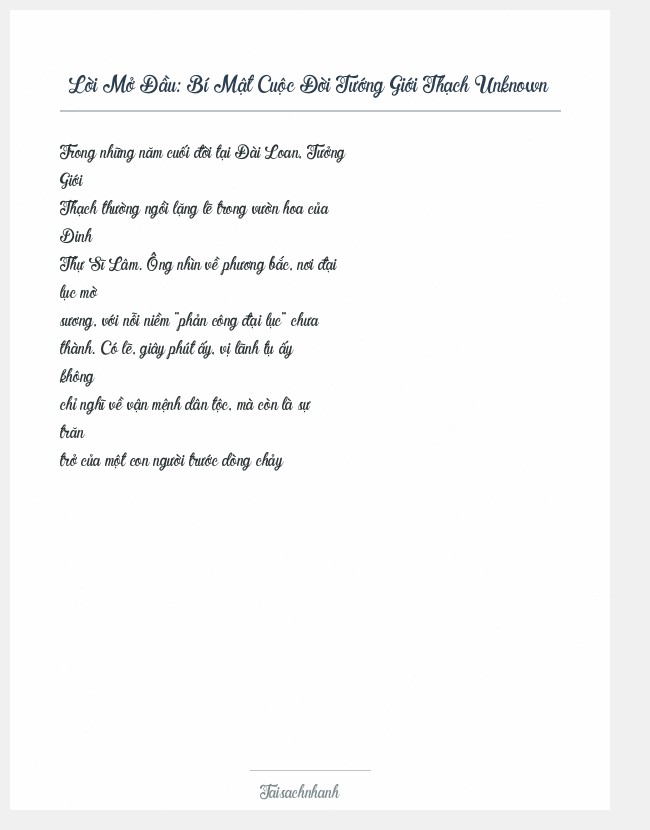 Trích đoạn Bí Mật Cuộc Đời Tướng Giới Thạch Unknown