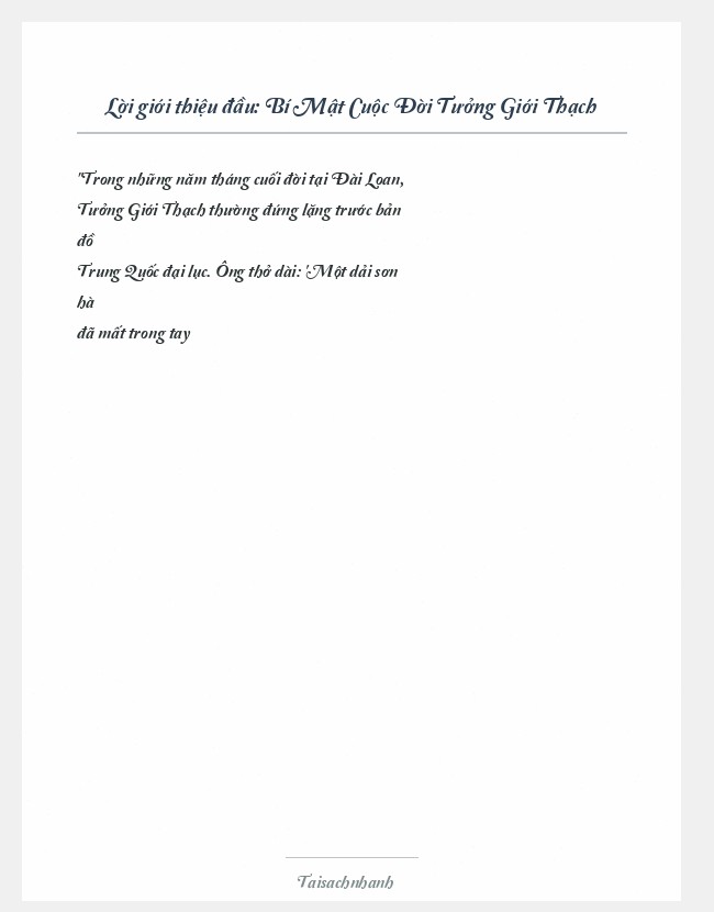 Trích đoạn Bí Mật Cuộc Đời Tưởng Giới Thạch