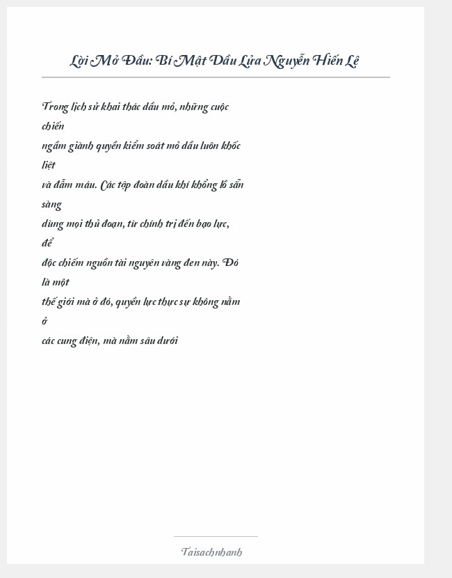 Trích đoạn Bí Mật Dầu Lửa Nguyễn Hiến Lê