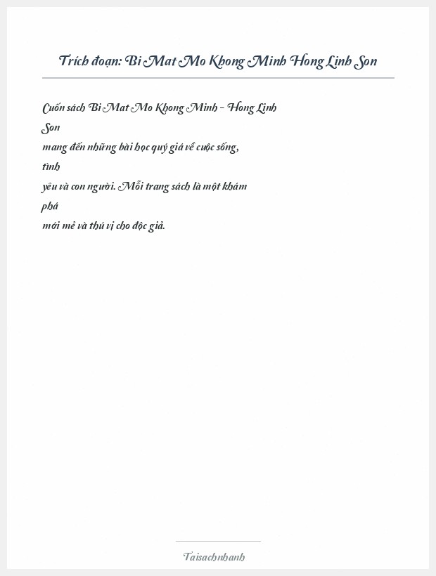 Trích đoạn Bi Mat Mo Khong Minh Hong Linh Son