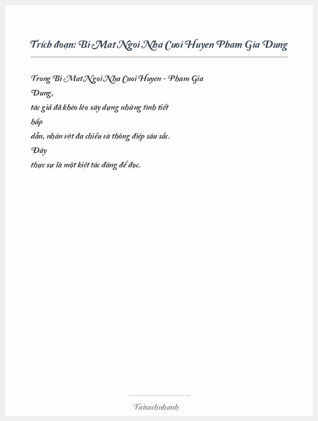 Trích đoạn Bi Mat Ngoi Nha Cuoi Huyen Pham Gia Dung