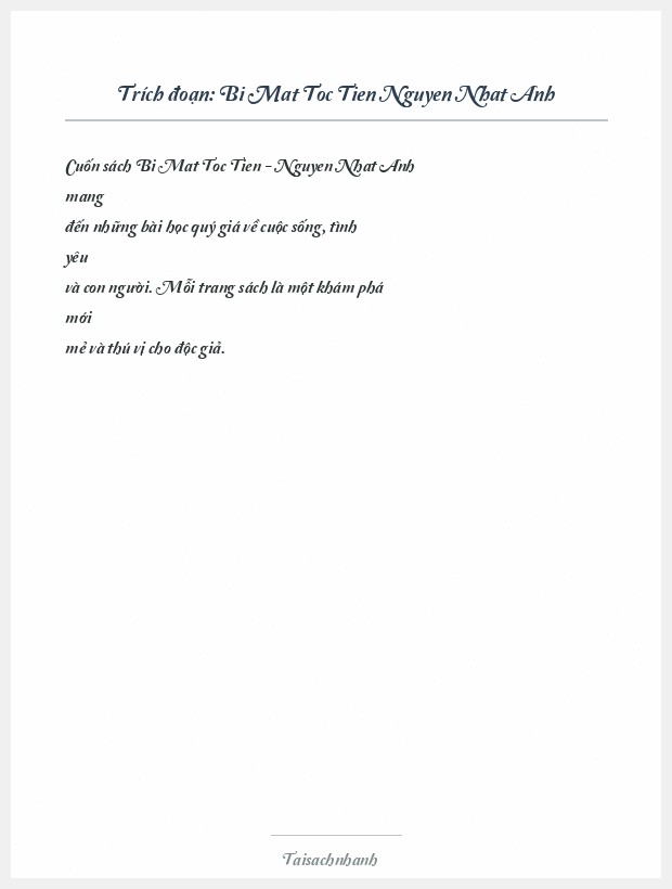 Trích đoạn Bi Mat Toc Tien Nguyen Nhat Anh
