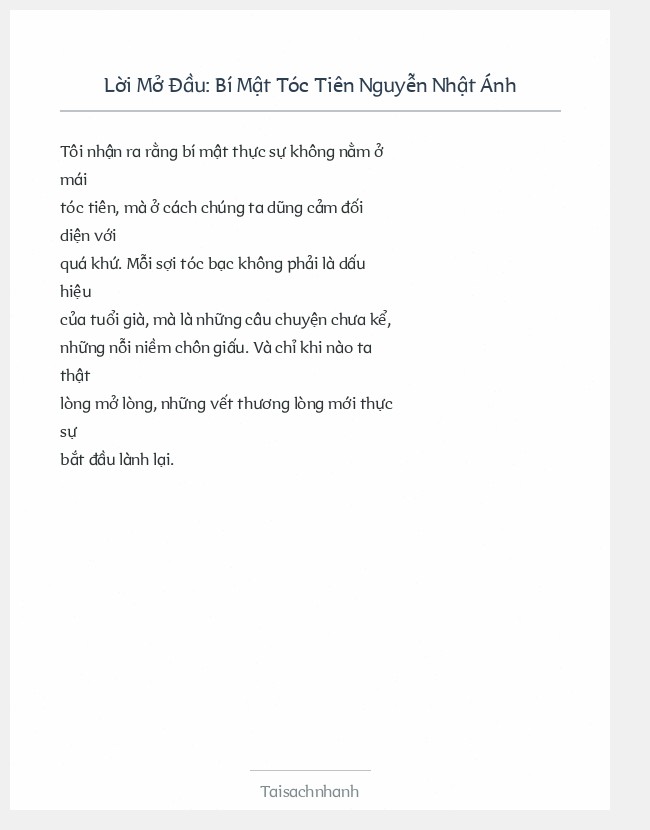 Trích đoạn Bí Mật Tóc Tiên Nguyễn Nhật Ánh