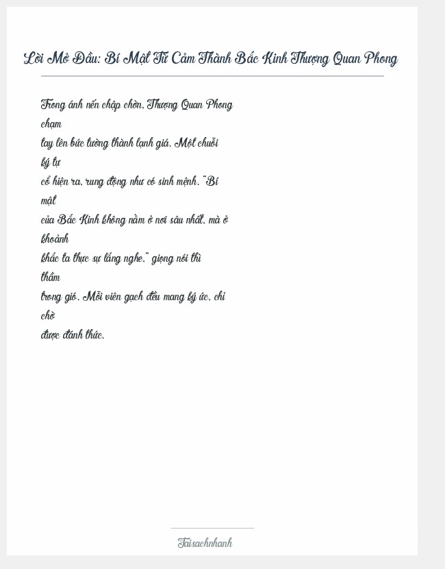 Trích đoạn Bí Mật Từ Cảm Thành Bắc Kinh Thượng Quan Phong