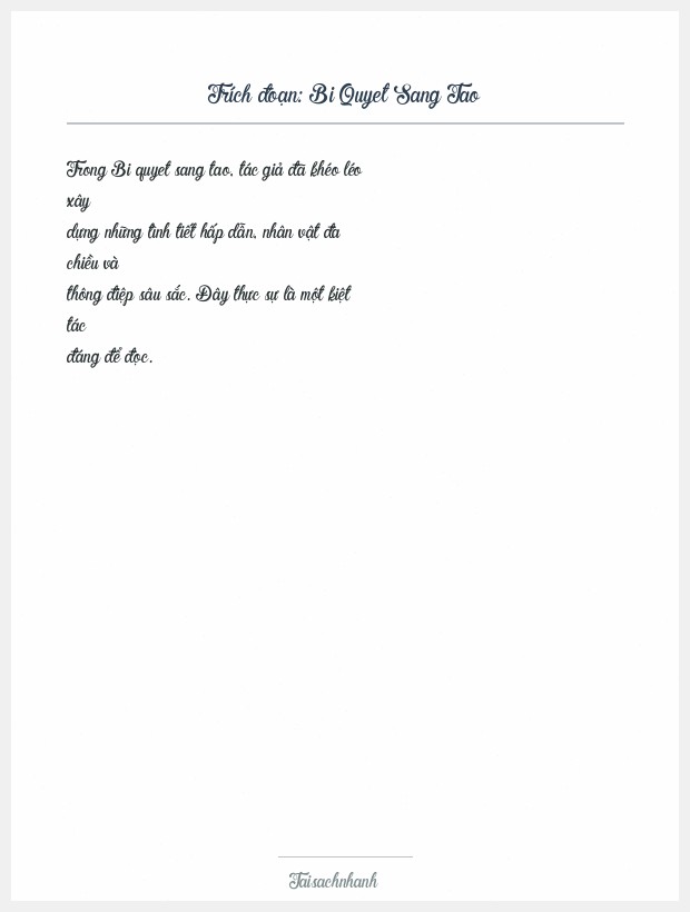 Trích đoạn Bi Quyet Sang Tao