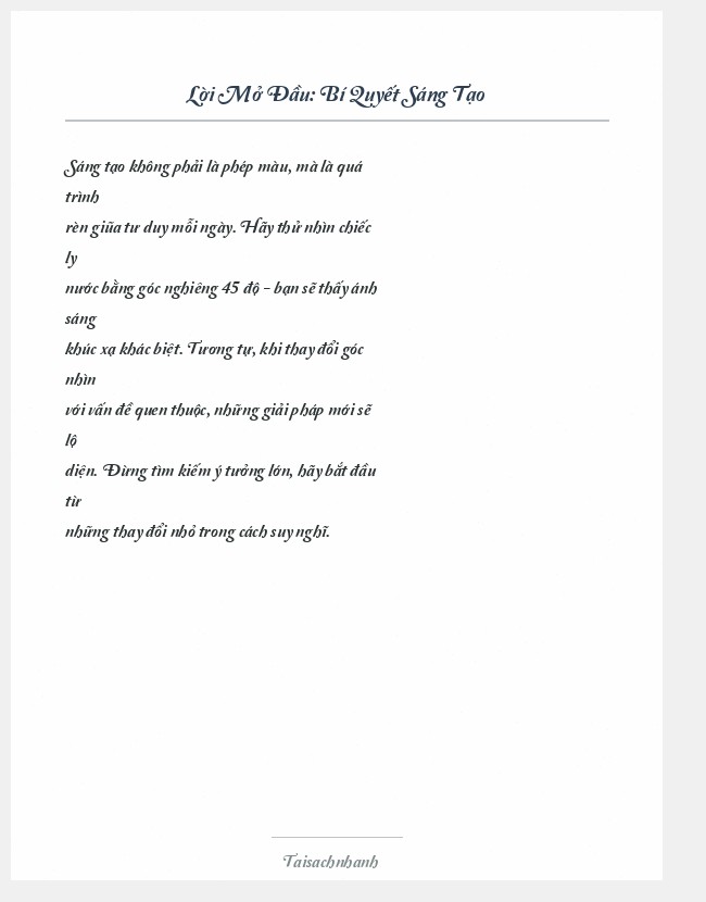 Trích đoạn Bí Quyết Sáng Tạo