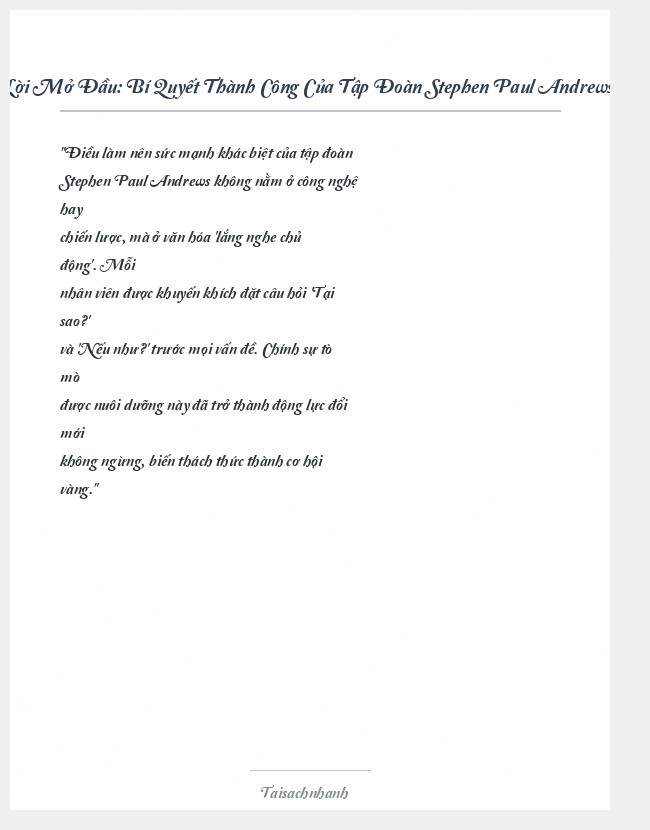 Trích đoạn Bí Quyết Thành Công Của Tập Đoàn Stephen Paul Andrews