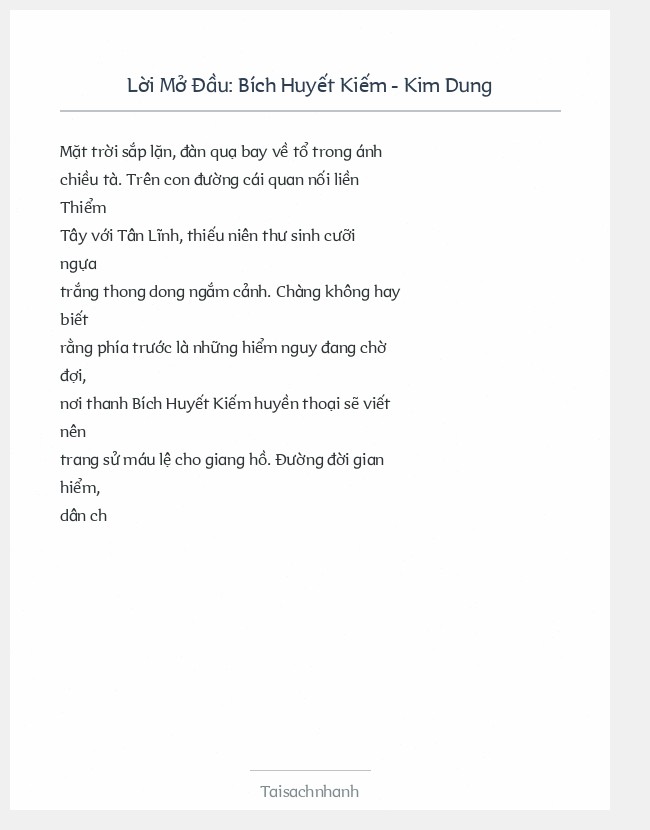 Trích đoạn Bích Huyết Kiếm - Kim Dung