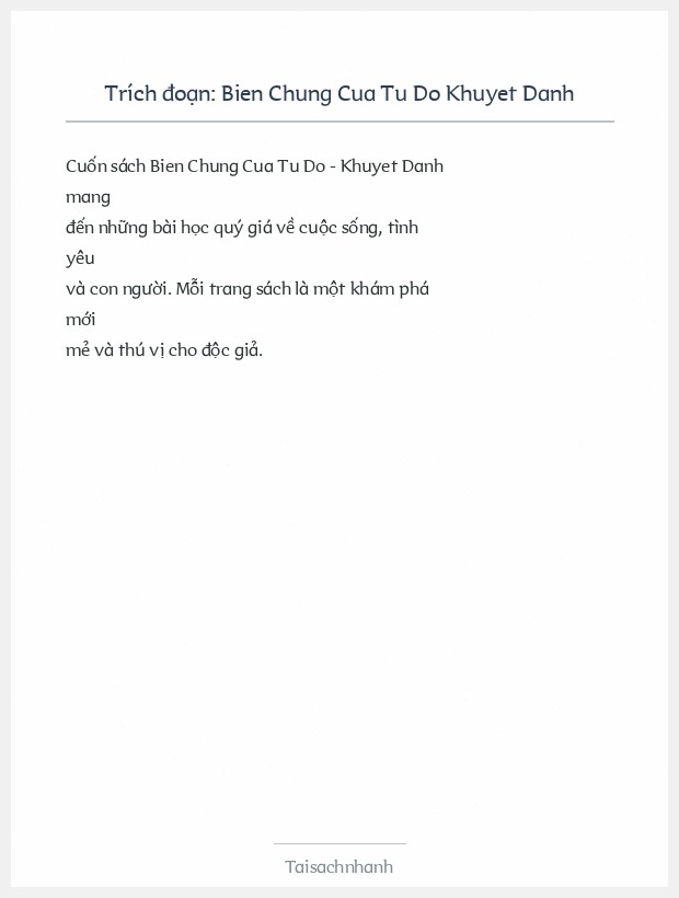 Trích đoạn Bien Chung Cua Tu Do Khuyet Danh