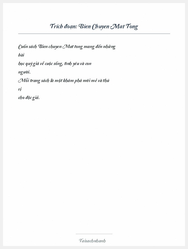 Trích đoạn Bien Chuyen Mat Tong