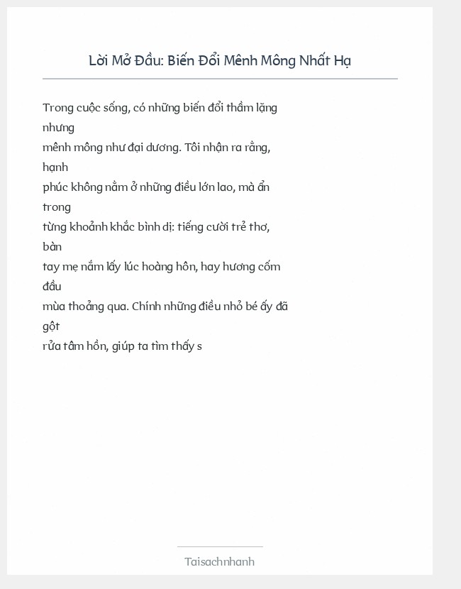 Trích đoạn Biến Đổi Mênh Mông Nhất Hạ